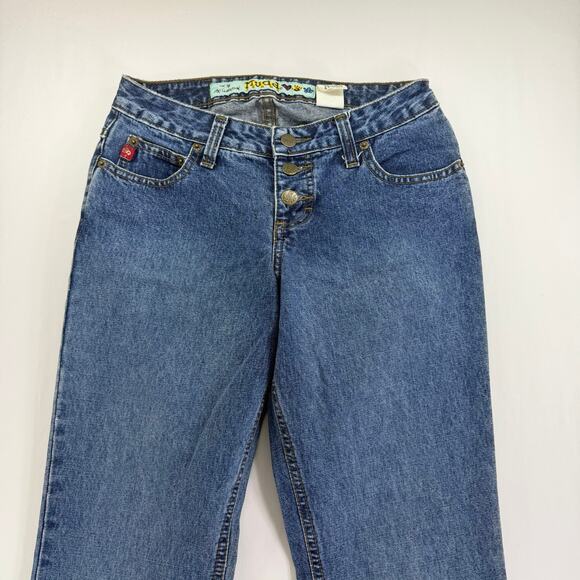 Vintage y2k Mudd Women's Flare Jeans Size 3 Blue Denim Medium Wash Bell Bottom - Picture 4 of 8
